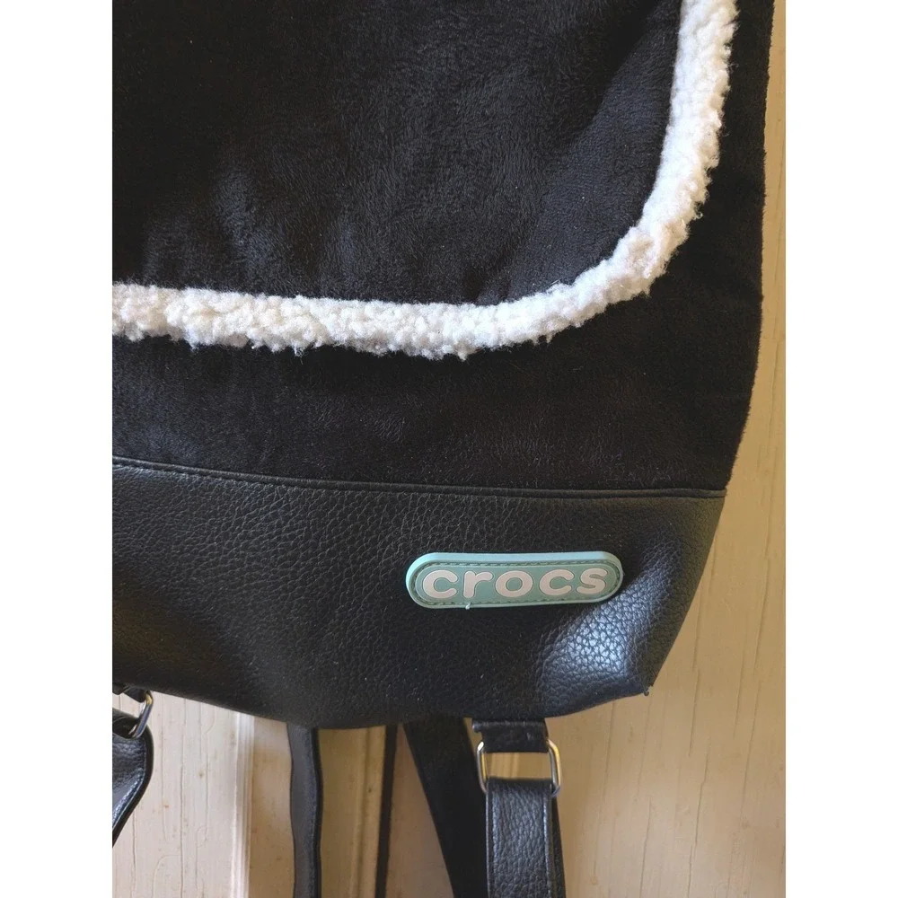 Crocs Mini Backpack Sherpa Lined Faux Suede Gorpcore Cozy Bag Streetwear Cute
